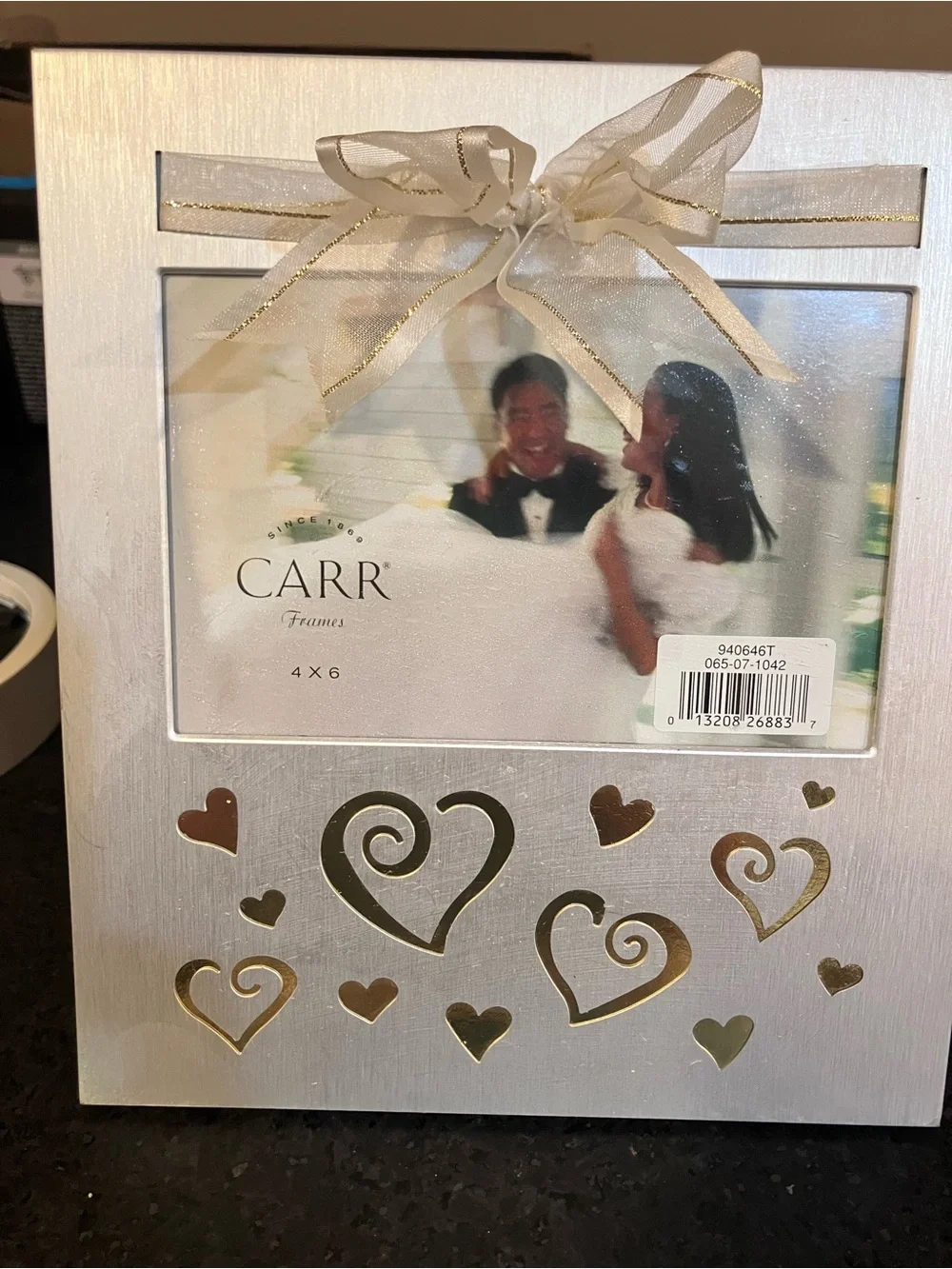 Carr Silver 4x6 Gold Cutout Hearts Picture Frame Wedding Anniversary Gift NWT
